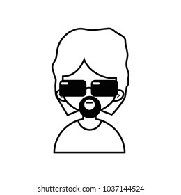 line avatar man with hairstyle and beard design