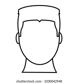 line avatar man head with hairstyle and faceless