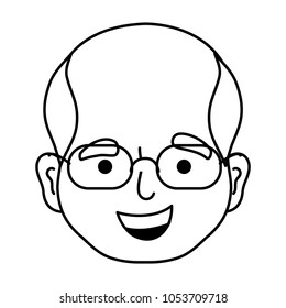 line avatar man head with hairstyle and glasses