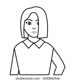line avatar woman with elegant blouse style