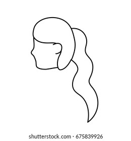 line avatar woman face with hairstyle design