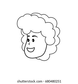 line avatar woman face with hairstyle design