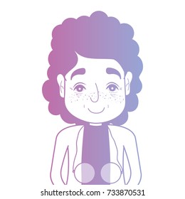line avatar woman with hairstyle and blouse