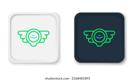 Line Aviation emblem icon isolated on white background. Military and civil aviation icons. Flying emblem, eagle bird wing and winged frame. Colorful outline concept. Vector