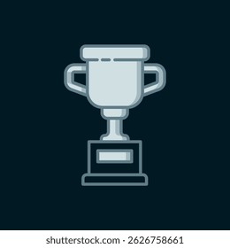 Line Award cup icon isolated on black background. Winner trophy symbol. Championship or competition trophy. Sports achievement sign. Flat filled outline style with shadow. Vector