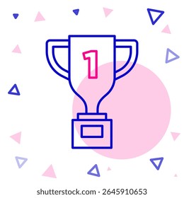 Line Award cup icon isolated on white background. Winner trophy symbol. Championship or competition trophy. Sports achievement sign. Colorful outline concept. Vector