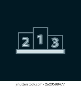 Line Award over sports winner podium icon isolated on black background. Flat filled outline style with shadow. Vector