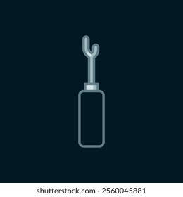 Line Awl tool with wooden handle icon isolated on black background. Work equipment tailor industry. Flat filled outline style with shadow. Vector