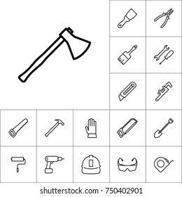 line ax icon on white background, construction set