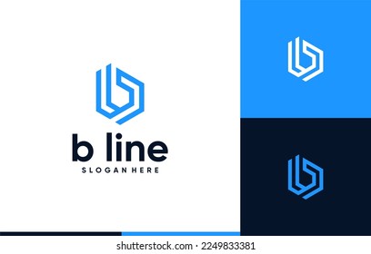 line b shape exagon minimalistic logo design