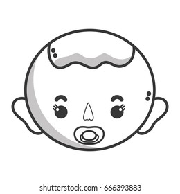 line baby boy head with pacifier and hairstyle