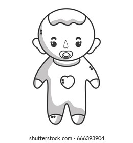 line baby boy with pacifier and hairstyle