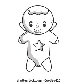 line baby boy with pacifier and hairstyle