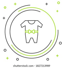 Line Baby clothes icon isolated on white background. Baby clothing for baby girl and boy. Baby bodysuit. Colorful outline concept. Vector