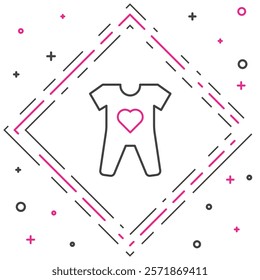 Line Baby clothes icon isolated on white background. Baby clothing for baby girl and boy. Baby bodysuit. Colorful outline concept. Vector