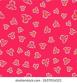 Line Baby clothes icon isolated seamless pattern on red background. Baby clothing for baby girl and boy. Baby bodysuit.  Vector