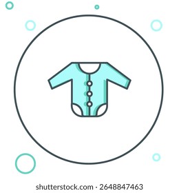 Line Baby clothes icon isolated on white background. Baby clothing for baby girl and boy. Baby bodysuit. Colorful outline concept. Vector