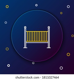 Line Baby crib cradle bed icon isolated on blue background. Colorful outline concept. Vector