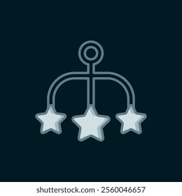 Line Baby crib hanging toys icon isolated on black background. Baby bed carousel. Flat filled outline style with shadow. Vector