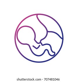 line baby with umbilical cord inside mothers uterus