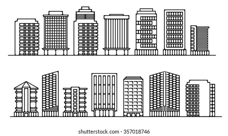 line background of the city, vector cityscape collection