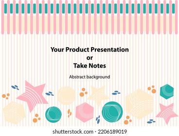 Line Background Star Circle Hexagon Cream Pink Blue Pastel Vector Illustration Use for Product Presentation or Take Notes.