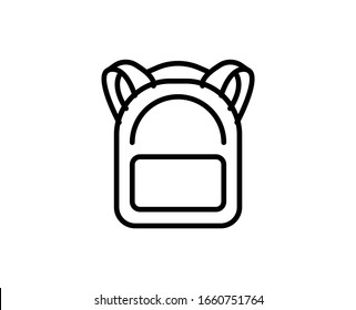 Line Backpack icon isolated on white background. Outline symbol for website design, mobile application, ui. Backpack pictogram. Vector illustration, editorial stroke. Eps10