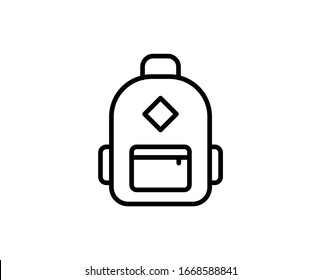 Line Backpack icon isolated on white background. Outline symbol for website design, mobile application, ui. Backpack pictogram. Vector illustration, editorial stroke. Eps10