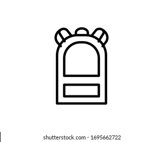 Line Backpack icon isolated on white background. Outline symbol for website design, mobile application, ui. Backpack pictogram. Vector illustration, editorial stroke. Eps10