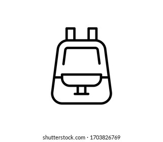 Line Backpack icon isolated on white background. Outline symbol for website design, mobile application, ui. Backpack pictogram. Vector illustration, editorial stroke. Eps10
