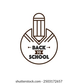 Line badge design education concept. Back to school. vector illustration