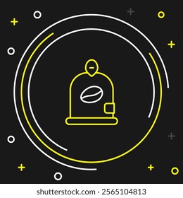 Line Bag of coffee beans icon isolated on black background. Colorful outline concept. Vector