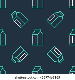Line Bag of coffee beans icon isolated seamless pattern on black background.  Vector