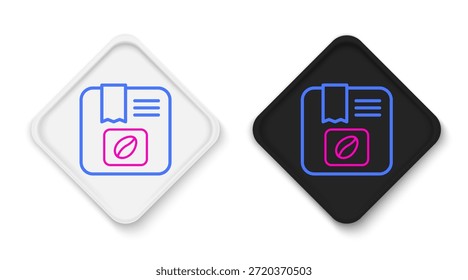 Línea Bolsa de icono de granos de café aislado sobre fondo blanco. Concepto de contorno colorido. Vector