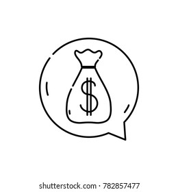 line bag with dollar sign inside chat bubble