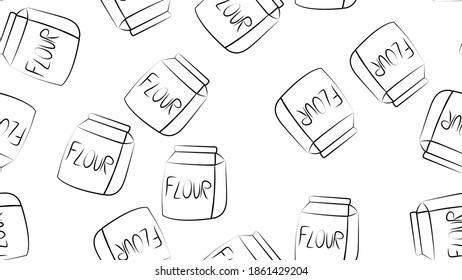 Line Bag of flour icon isolated seamless pattern on white background. Colorful outline concept. Vector.