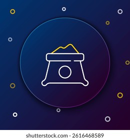 Line Bag of flour icon isolated on blue background. Colorful outline concept. Vector