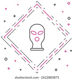 Line Balaclava icon isolated on white background. A piece of clothing for winter sports or a mask for a criminal or a thief. Colorful outline concept. Vector