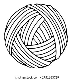 line ball of yarn from natural wool. vector illustration on a white background. needlework knitting doodles