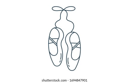 

Line Ballet Shoes Icon On White Background