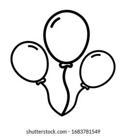 Line Balloon Icon vector, 3 Balloon on White Background