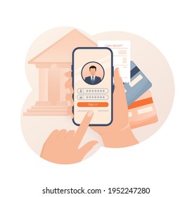 Line Banking People For Account Page Design. Isometric Vector Illustration. Bank Online. Vector Illustration.