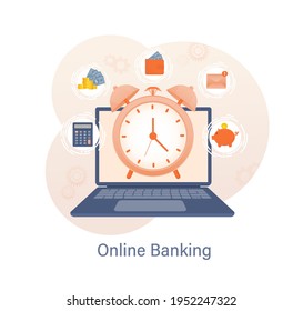 Line banking people for account page design. Isometric vector illustration. Bank online. Vector illustration.