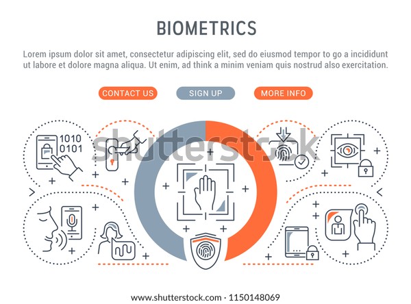 Line Banner Biometrics Vector Illustration Biometric Stock Vector ...