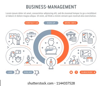 Line banner of business-management. Vector illustration of business processes. Line banner of business-management. Vector illustration of business processes.