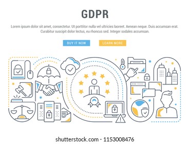 Linienbanner des GDPR. Vektorgrafik des Schutzes personenbezogener Daten.