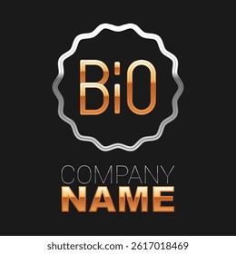 Line Banner, label, tag, logo for bio green healthy food icon isolated on black background. Organic product. Healthy food sticker. Colorful outline concept. Vector