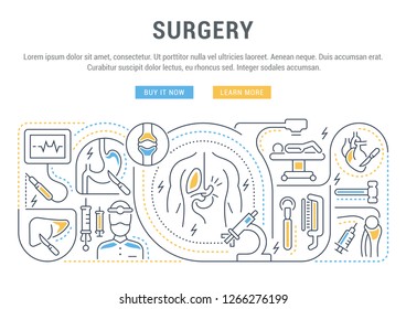 Line banner of surgery. Icons for web sites and applications.