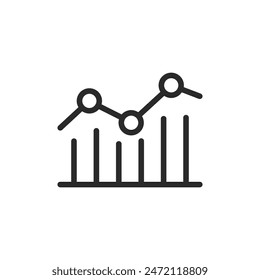 Line and bar chart, linear style icon. data comparison and analysis. Editable stroke width