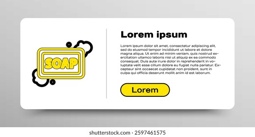 Line Bar of soap with foam icon isolated on white background. Soap bar with bubbles. Colorful outline concept. Vector